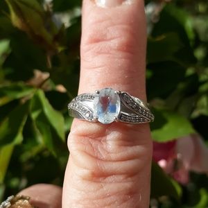 Aquamarine diamond ring size 8